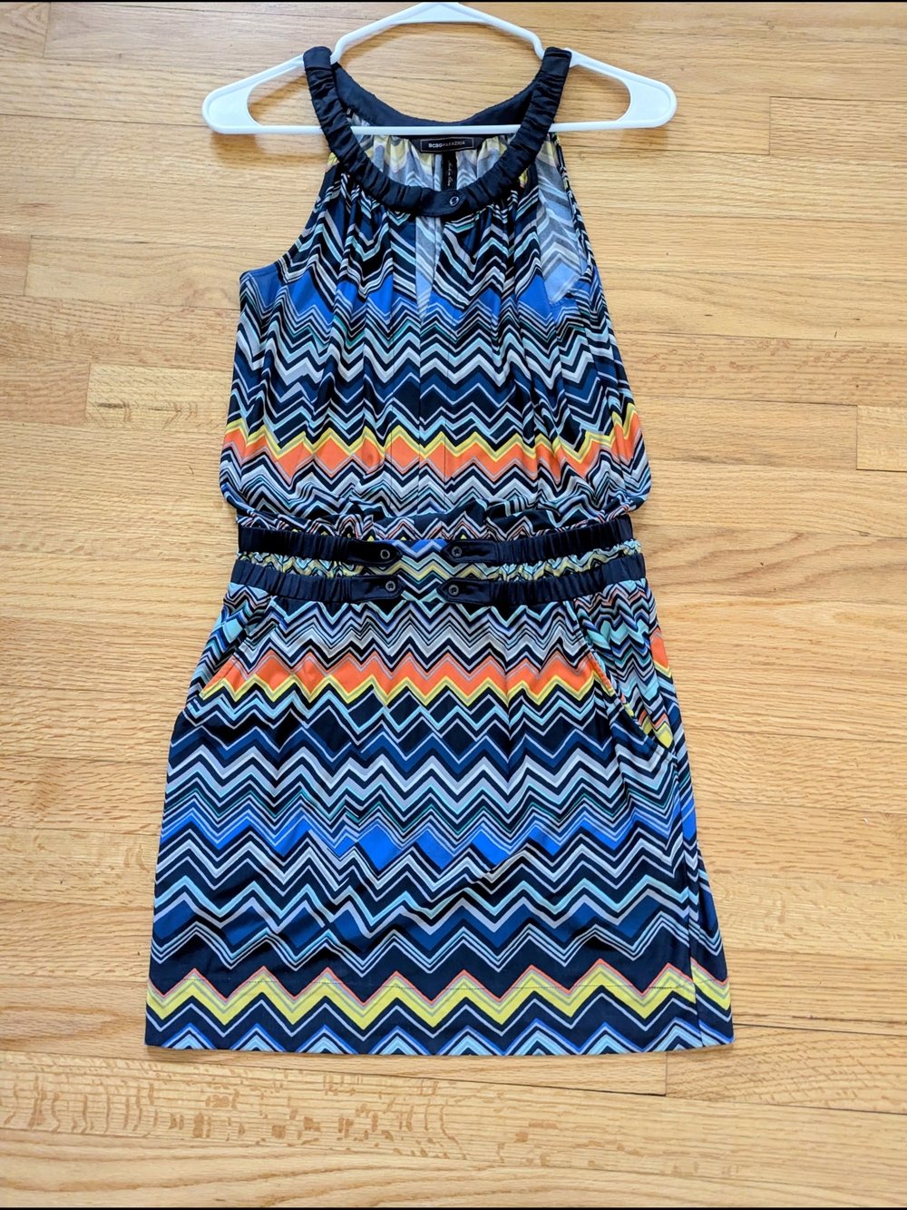 BCBGMaxAzria Multicolor Chevron Sleeveless Dress